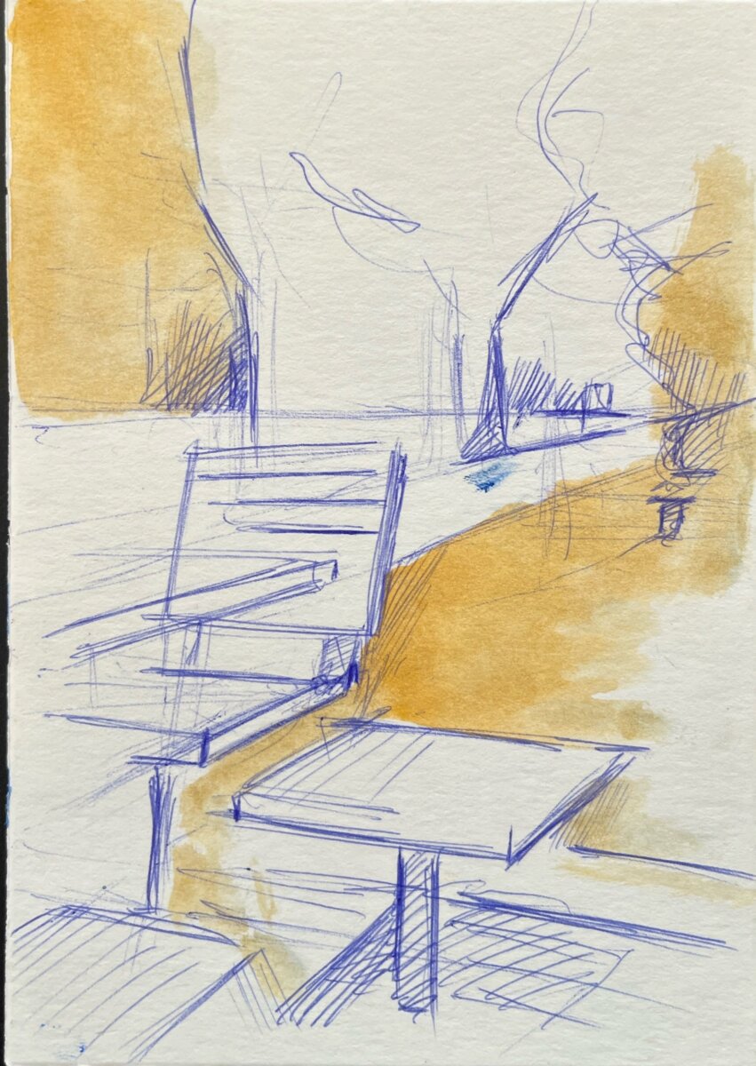Felix Deimling – citylife, Aquarell, Kugelschreiber
